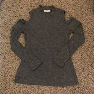 Cut Out Shoulder Long Sleeve Blouse